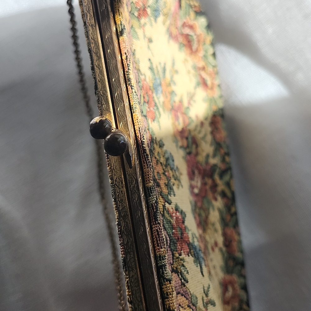 Vintage French Hand Made Floral Petite Point Tapestry Evening Bag, $45 - Picture 6 of 10